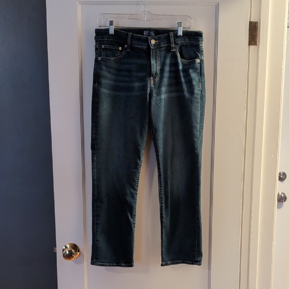 GAP Women's Dark Blue Straight Leg Jeans, 8 Short